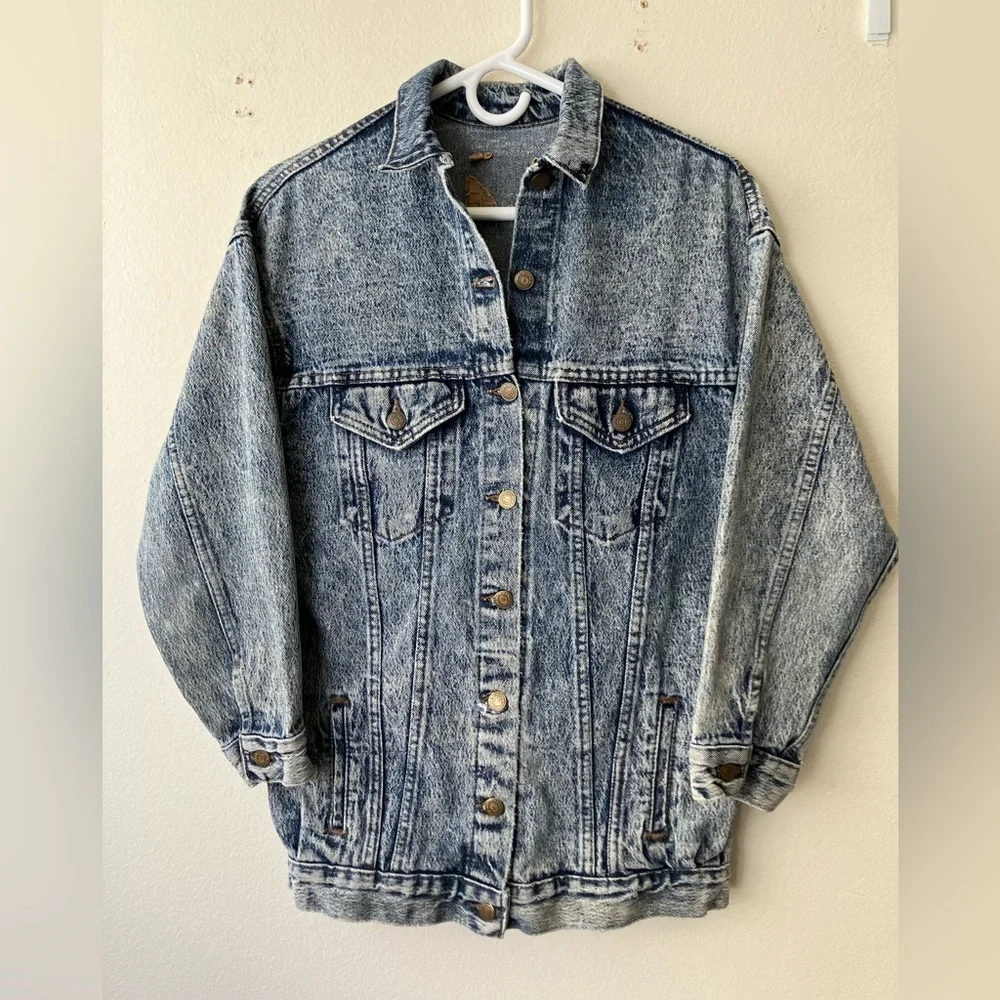 Vintage Levi's Acid Wash Denim Trucker Jacket Longer Length Men's Med/Women’s L